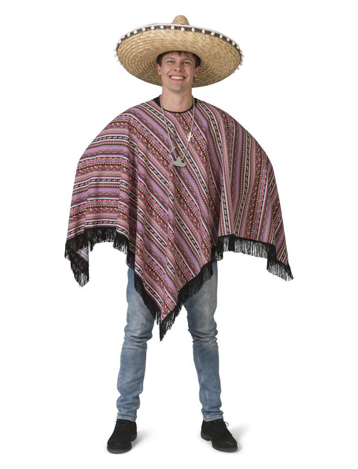 Poncho mexicain traditionnel coloré