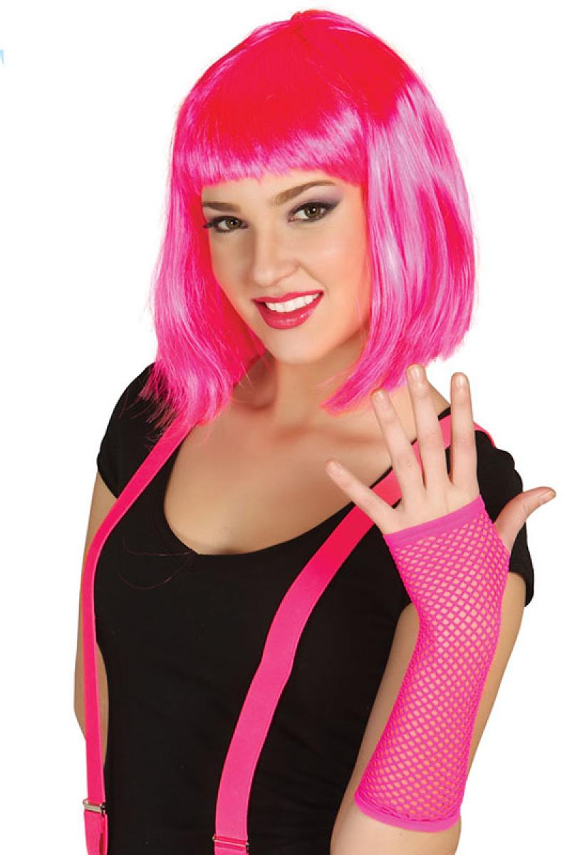 Mitaines longues fluo rose résille