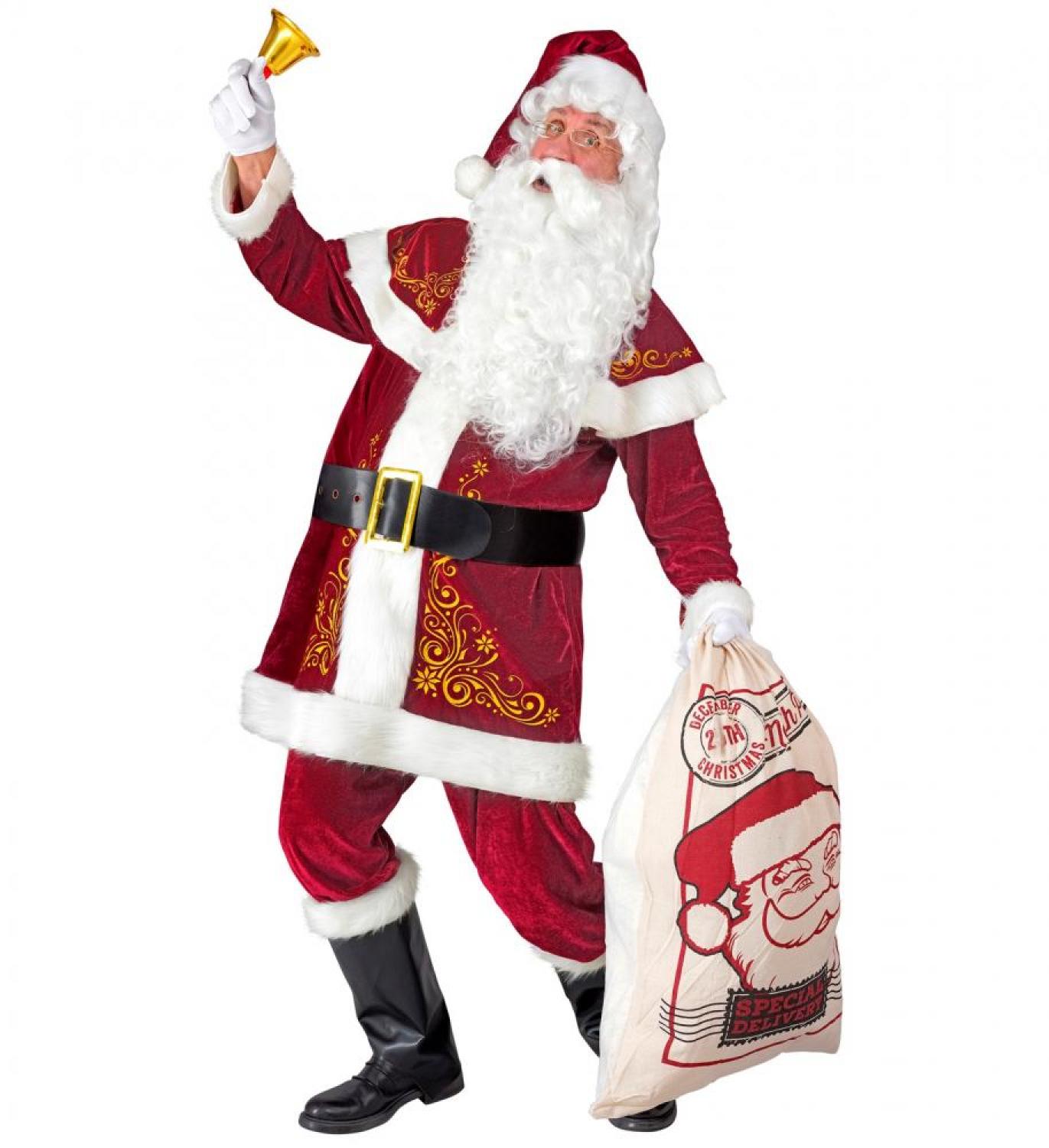 Costume Père Noël velours à motifs or taille S/M