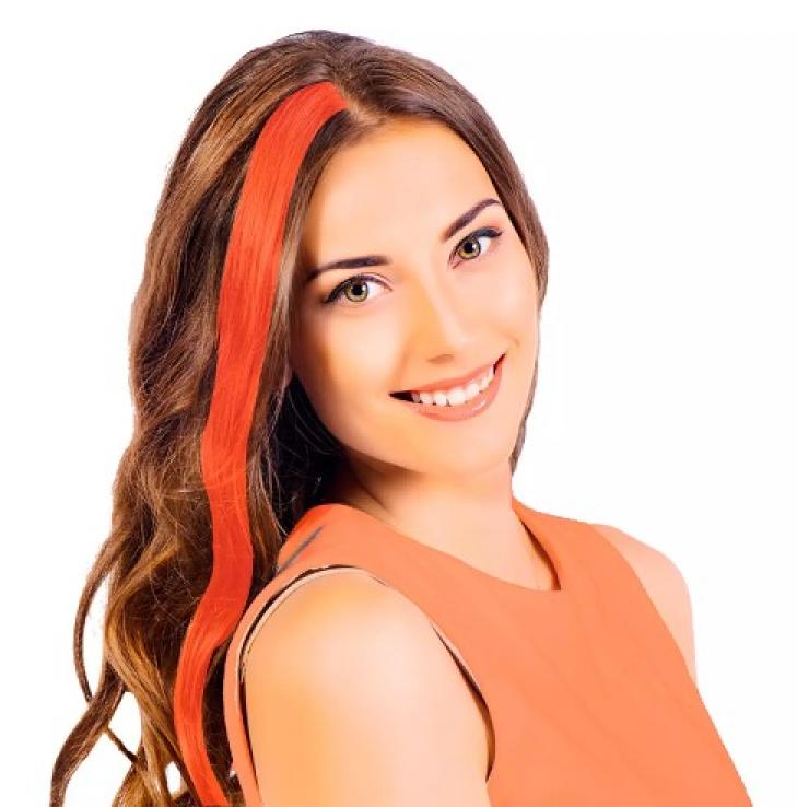 Mêche extension cheveux orange fluo