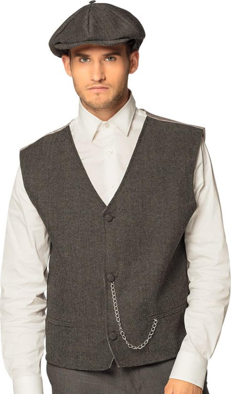 Gilet et béret gris de gangster taille XL