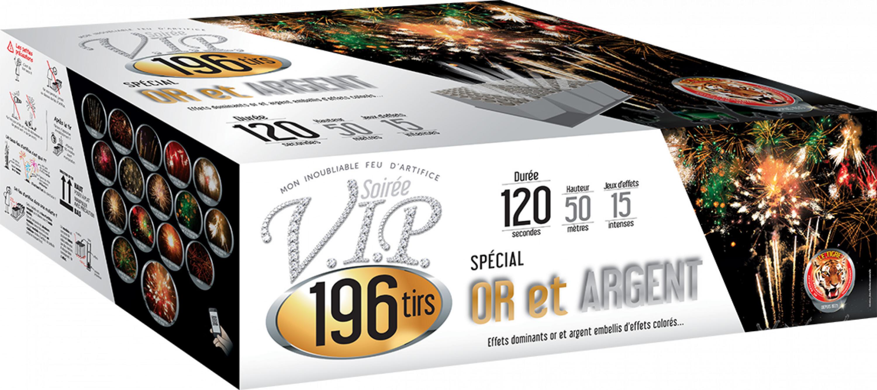 Feu automatique Pyragric Soirée VIP 196 coups or et argent livré chez vous !