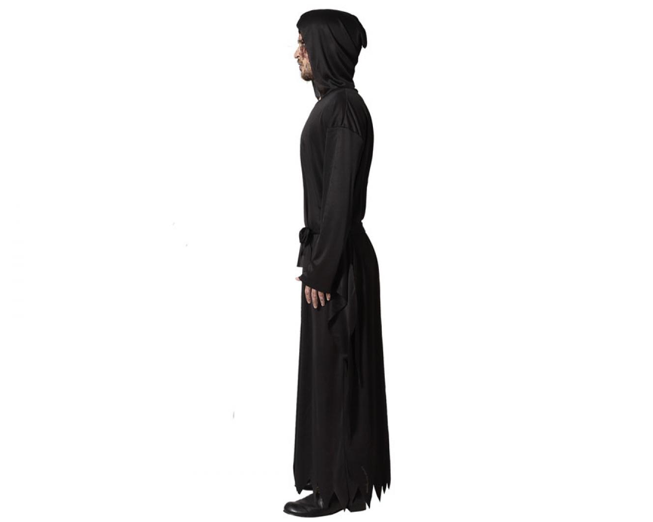 Tunique noire longue à capuche avec manches tombantes taille S