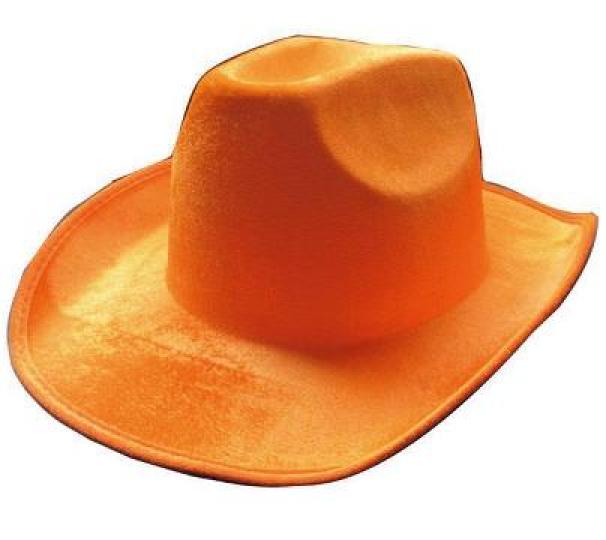 Chapeau cowboy orange fluo