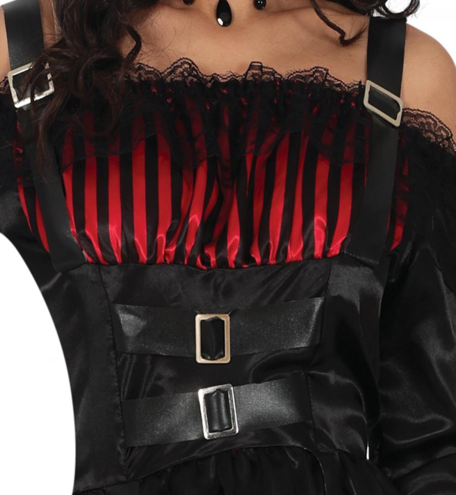 Femme gothique rouge et noir satinée taille L