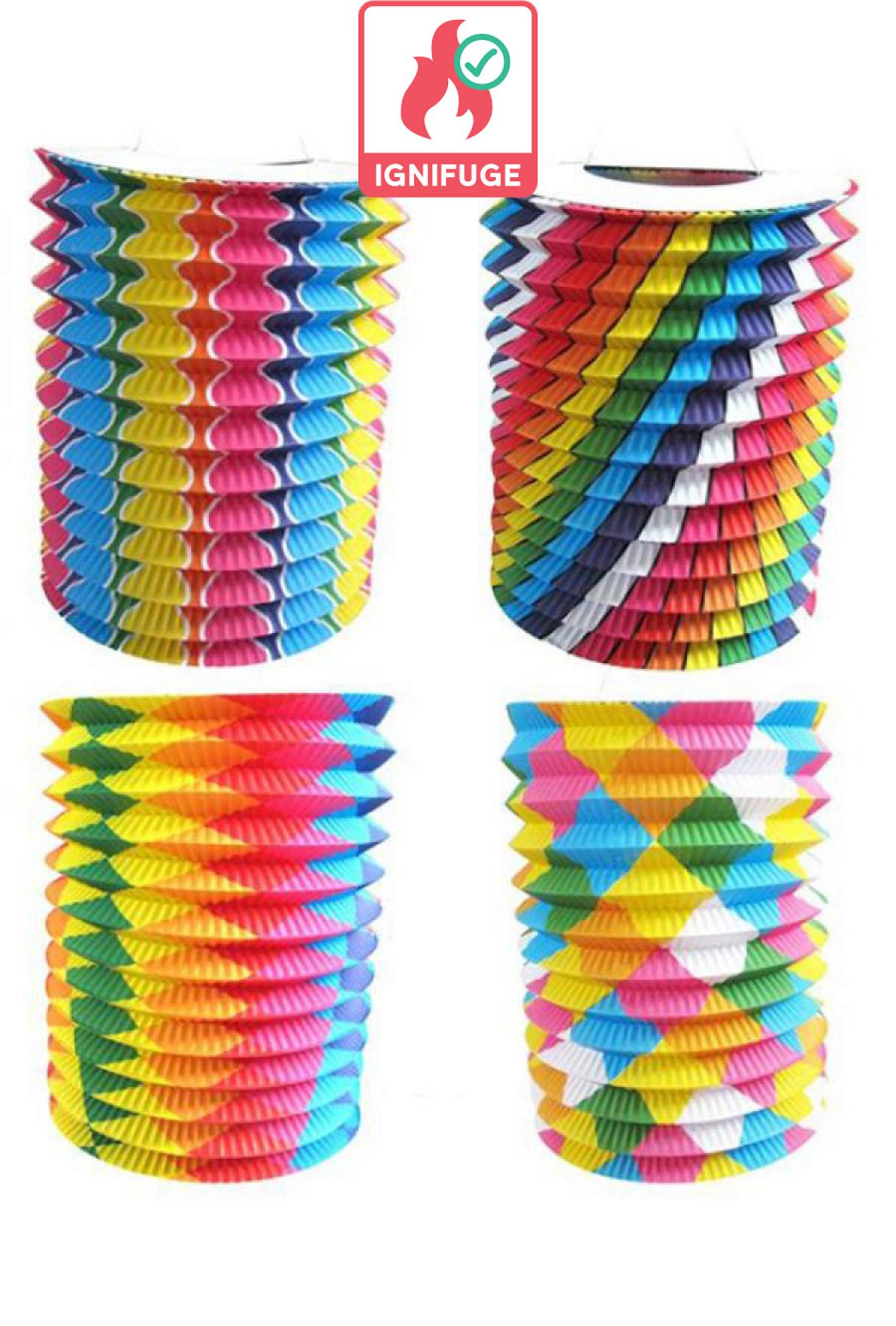 Lampion multicolore bariolé 16cm