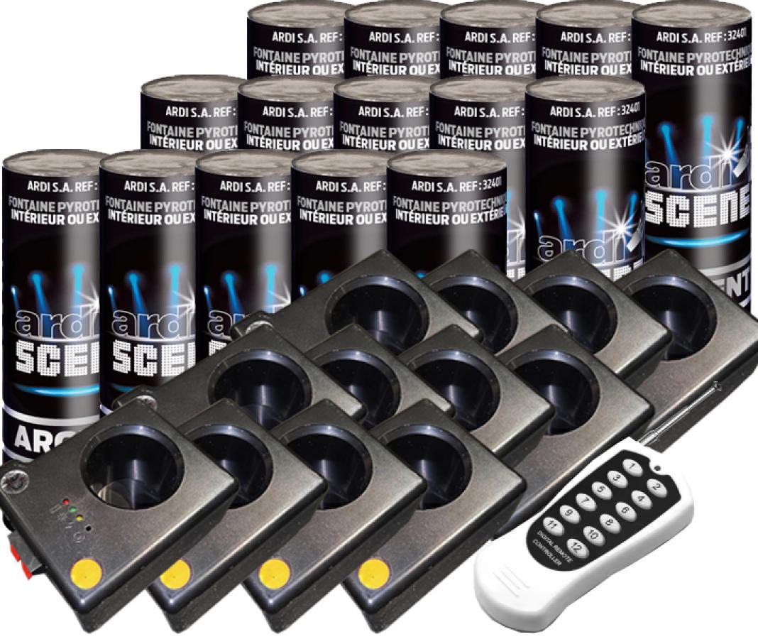 Pack complet système de tir 12 bases + 15 jets de scène 2m 25s