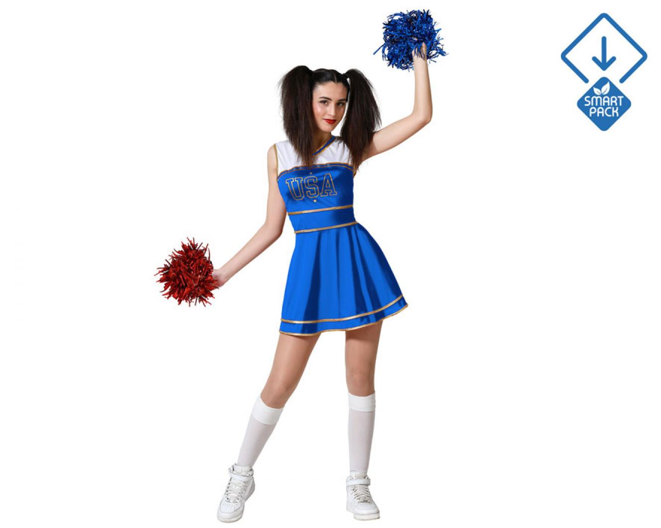 Cheerleader pompom girl bleue USA taille XL