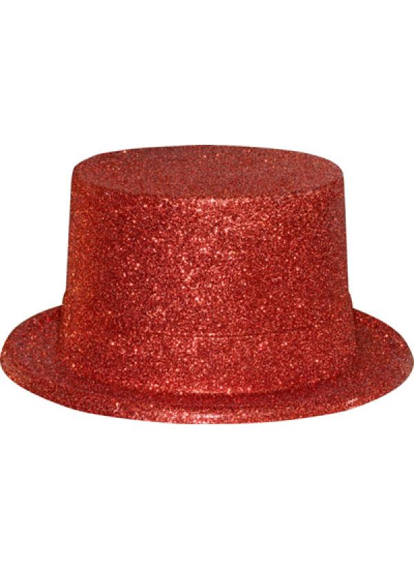 Chapeau haut de forme paillettes rouge