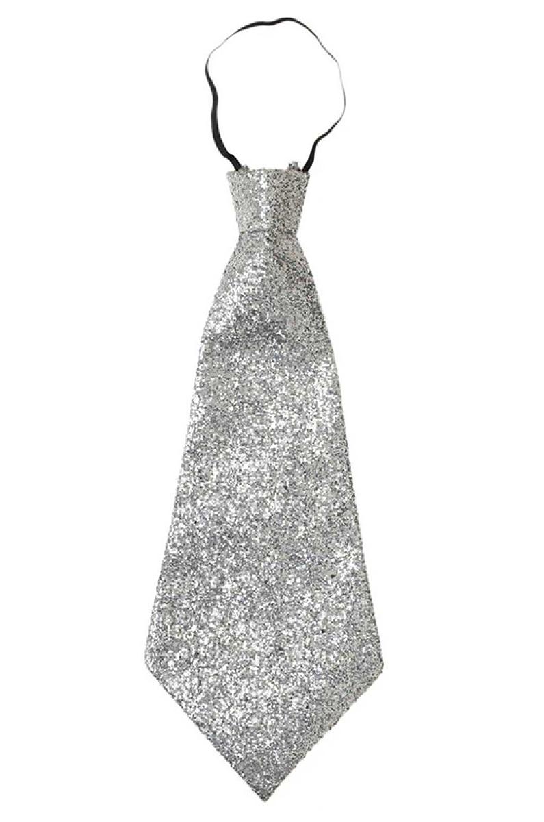 Cravate à paillettes argent