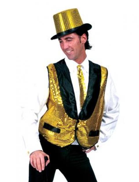 Gilet à sequins collés or doré taille S/M