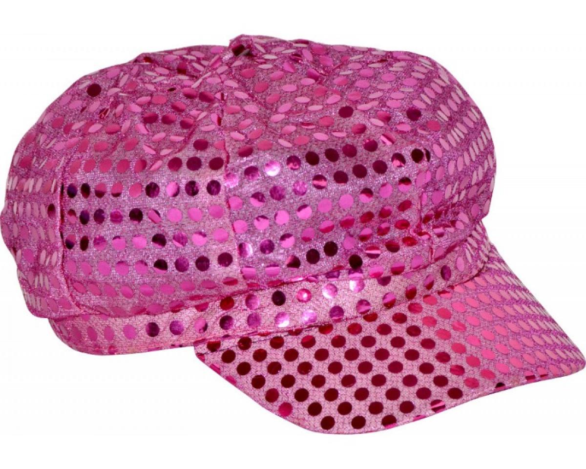 Casquette à paillettes rose