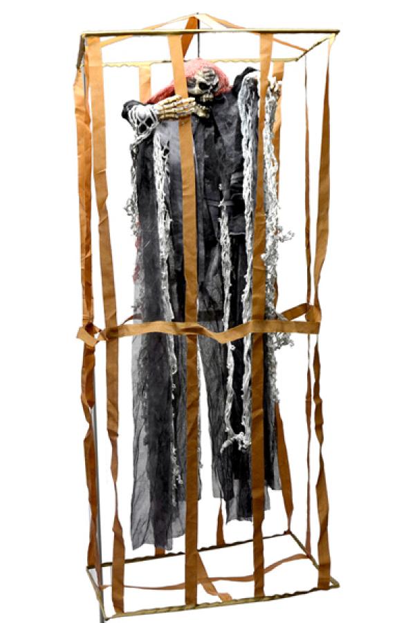 Squelette dans cage 90 cm lumineux et sonore