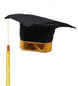 Chapeau étudiant diplomé USA luxe avec bord doré