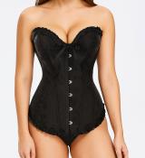 Corset bustier noir à agrafes et lassets gothique à motifs taille XS