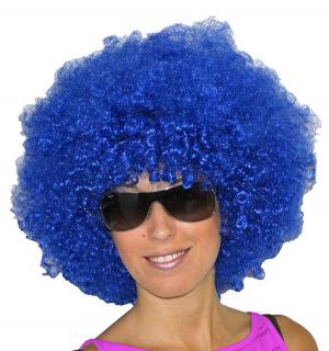 Perruque afro bleue