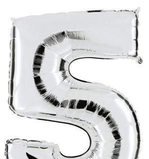 Ballon argent chiffre 5 en mylar 86 cm