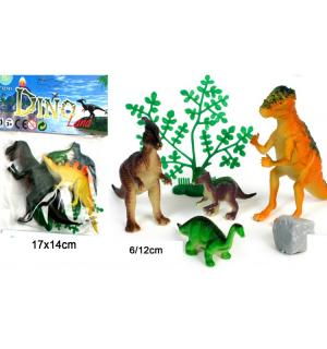 Sachet 4 dinosaures 6/12cm + 1acc (E7-12)