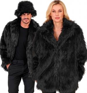 Veste en peluche fausse fourrure noire mixte taille S/M