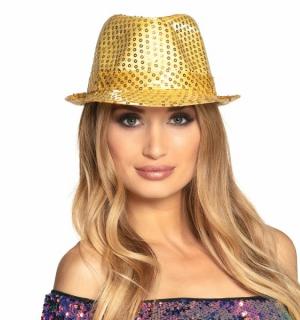Chapeau borsalino à sequins or