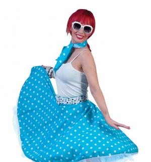 Jupe rock'n roll turquoise pois blanc