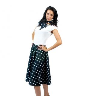 Jupe rock'n roll noire pois blanc