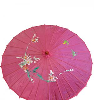 Ombrelle chinoise en tissu fuchsia