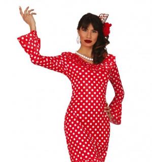 Danseuse espagnole rouge pois blanc taille L