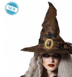 Chapeau sorcière vieux cuir