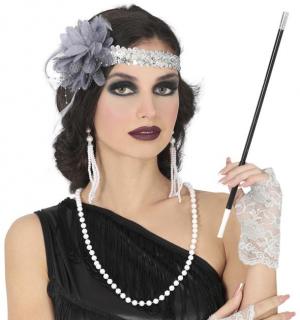 Set charleston avec colliers boucles d'oreille bandeau gants porte cigarette