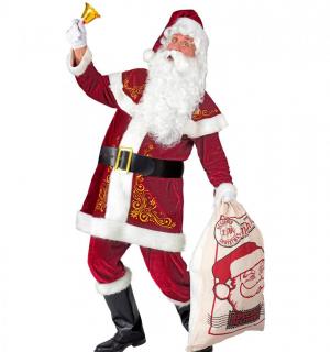 Costume Père Noël velours à motifs or taille L/XL