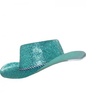 Chapeau cow boy à paillettes turquoise