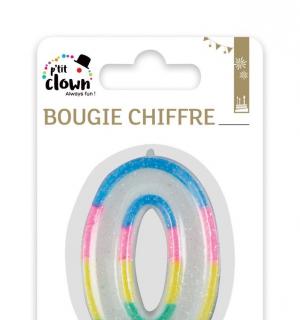Bougie paillettes chiffre 0