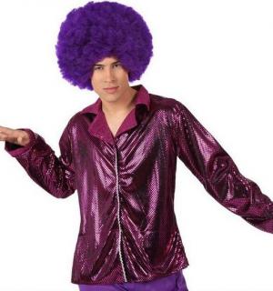 Chemise disco paillettes fuchsia taille M/L