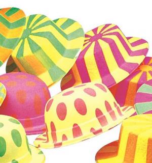 Canotier ou melon PVC fluo à motifs
