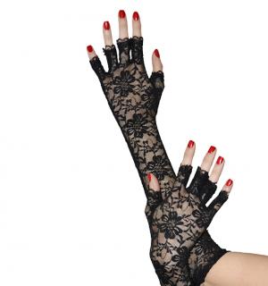 Mitaines dentelle noires 35 cm