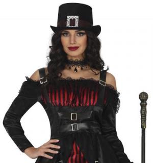 Femme gothique rouge et noir satinée taille S
