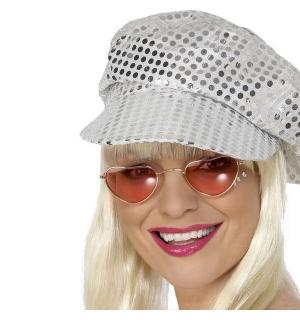 Casquette à paillettes argent
