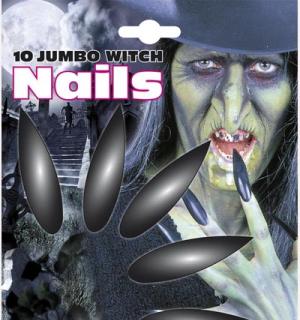 10 ongles noirs sorcière avec adhésifs