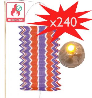 Lot 240 lampions tricolores France avec bougie LED et porte-lampion