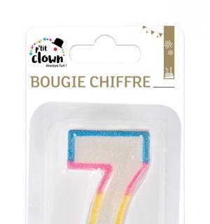Bougie paillettes chiffre 7