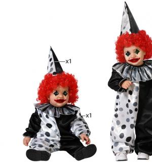 Clown halloween noir et blanc satin taille 1/2 ans