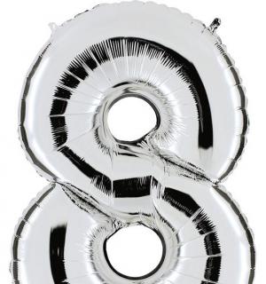 Ballon géant argent chiffre 8 en mylar