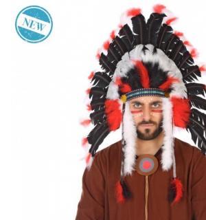Grande coiffe chef indien à plumes