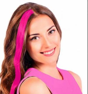 Mêche extension cheveux rose fluo