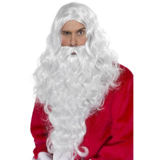 Perruque et barbe père Noël luxe