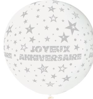 Ballon géant joyeux anniversaire Blanc