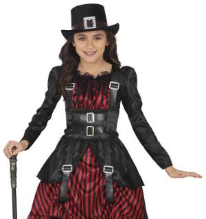 Fille gothique rouge et noir satinée taille 5/6 ans