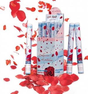 Canon à pétales de rose rouges