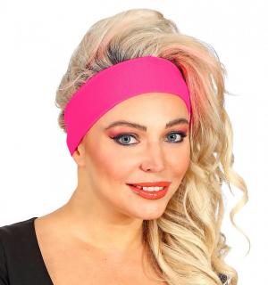 Bandeau élastique fluo pour cheveux rose fuchsia